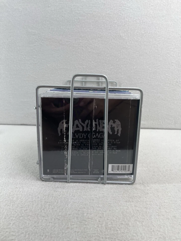 Metal Wire 20 CD Rack Stand Holder Organizer Organizer Desk Tabletop Silver Grey - Image 2 of 4