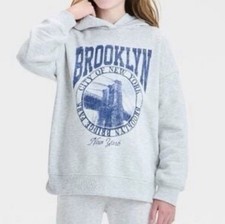 Art Class Girls  Fleece Oversized Hoodie Kangaroo Pocket Grey NWT Large 10-12 