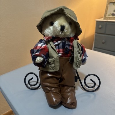 Vintage TENDER HEART TREASURES Fisherman Teddy Bear - Bear In Waders 1992