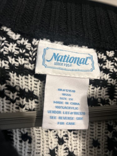 Vintage National Fair Isle Thick Cardigan Sweater Size 2X - Picture 2 of 3
