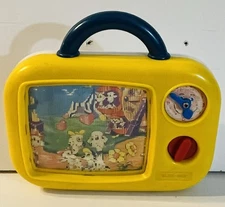 Vintage Blue Box Moving Image Toy Musical Television Box Interactive Toy Works