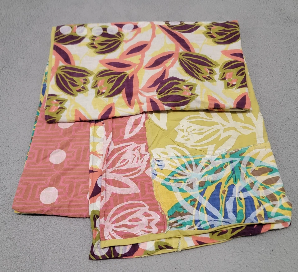 Juego de Edredón Orlina Queen 100% Algodón Retazos Floral Lunares Reversible Boho Foto 3 de 4