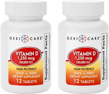 GeriCare Vitamin D 1,250mcg 50,000 12 Count Pack of 2 , D