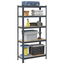 WALPLUS 5-Layer Storage Shelf Anthracite Steel & Engineered Wood