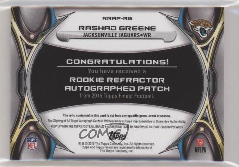 2015 Finest Rookie Refractor X-Fractor 14/20 Rashad Greene RPA Patch Auto RC im0 view 2