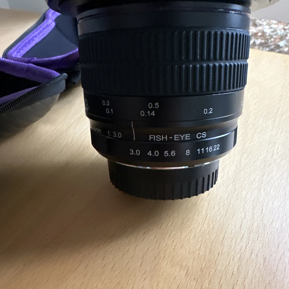 Lente Altura Photo 8 mm 1:3,0 ojo de pez CS con estuche HD DSLR Foto 2 de 3