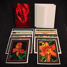 Photo Notecards Handmade Orange & Yellow Flowers Nature set of 10 Blank Inside 
