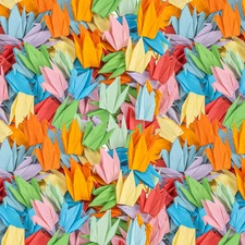 200 Pcs Origami Paper Cranes, Mixed Colors Handmade Folded Paper Cranes 2.7 inch