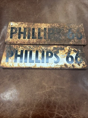 Vintage Phillips 66 Tire Rack Tags Metal Signs Gas Station Petroliana