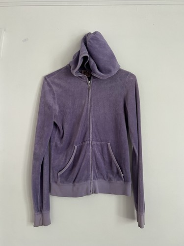 Sweat à capuche zippé vintage Y2K Juicy Couture femme velours moyen violet - Photo 1/5