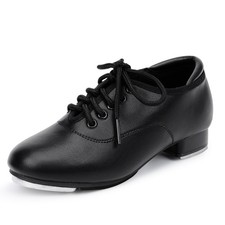 Stelle Lace-Up Kids Tap Shoes Dance Shoes for Girls Black,3ML 