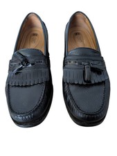 Chaps Men's Black Leather Kiltie Tassel Loafers Slip-On Dress Shoes 11M Vintage