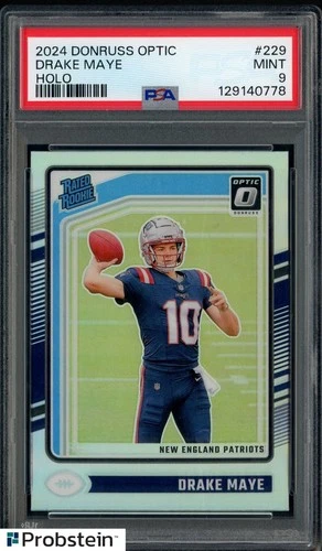 2024 Donruss Optic Holo Prizm #229 Drake Maye Patriots RC Rookie PSA 9 MINT