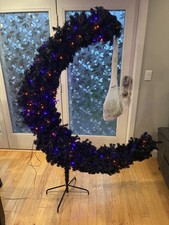 6 ft. Halloween Pre-Lit Moon Shaped Tree Decoration with LED Lights, Plug-In