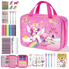 73PCS Unicorn Washable Markers Set with Glitter Pencil Case, Art Supplies and...