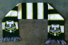 Portland Timbers Green, White And Yellow Striped Scarf