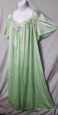 Only Necessities GREEN Nightgown NYLON Short Sleeve Calf Plus 3X 66" BUST