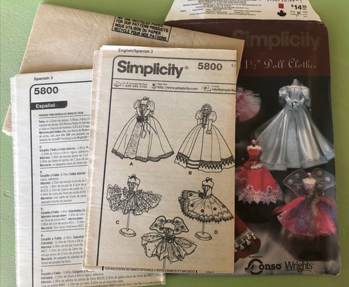 SIMPLICITY 5800 11½” Fashion Doll Clothes FAIRY PRINCESS BRIDE PATTERN ~UNCUT - Picture 10 of 10