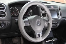 Grey Soft Grip Stitch On Steering Wheel Skin Wrap Cover Water Resist Design