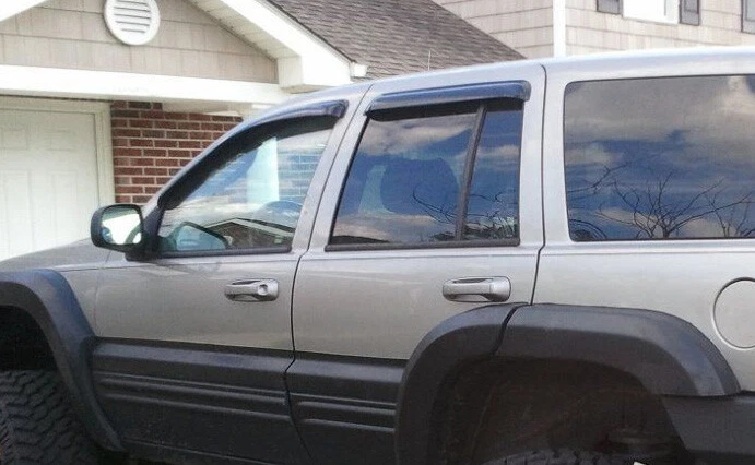 Smoke Window Visors Sun Vent Shade Rain Guard Fit Jeep Grand Cherokee 1999-2004 - Image 3 of 4