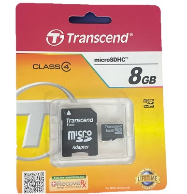 Transcend 8GB Micro SDHC Memory Card + Adapter 