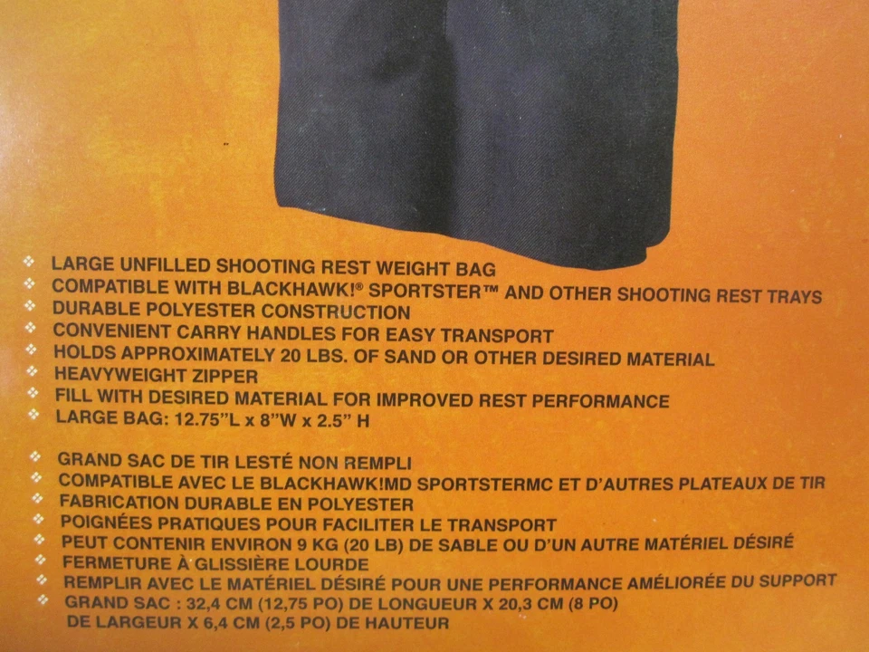 Blackhawk Sportster Large Shooting Rest Weight Bag 74SB03BK Foto 3 de 4