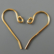 Vermeil,Gold Plated over Sterling Silver Fishhook Earwires with Ball 3 pairs 
