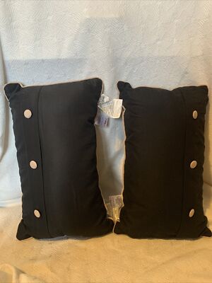 Black Pillows with Tan Button Details 18x12  B 