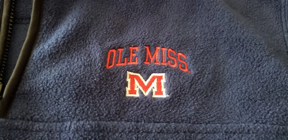 Chaqueta polar azul Starter Ole Miss Rebels 1/4 cremallera juvenil 12/14 bordada usada en excelente estado Foto 4 de 4