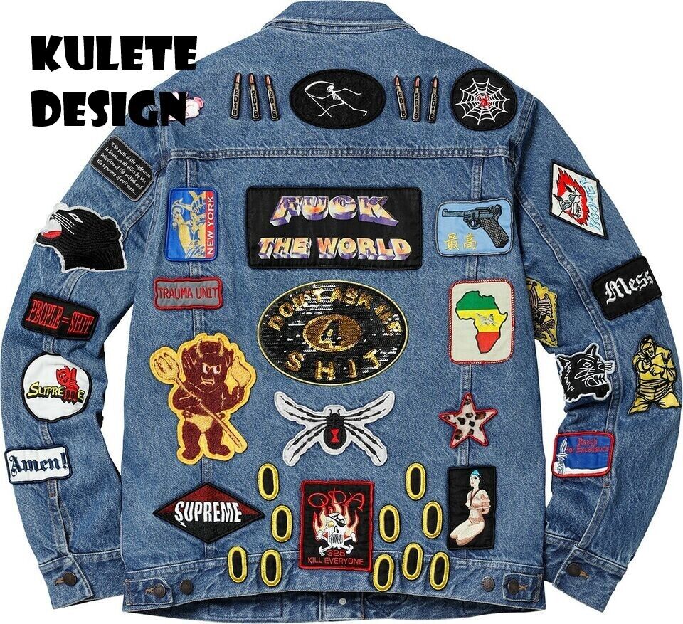 Supreme Patches Denim Trucker Jacket (SS18J53) Men's | eBay Supreme Patches Denim Trucker Jacket (SS18J53) Men's | eBay