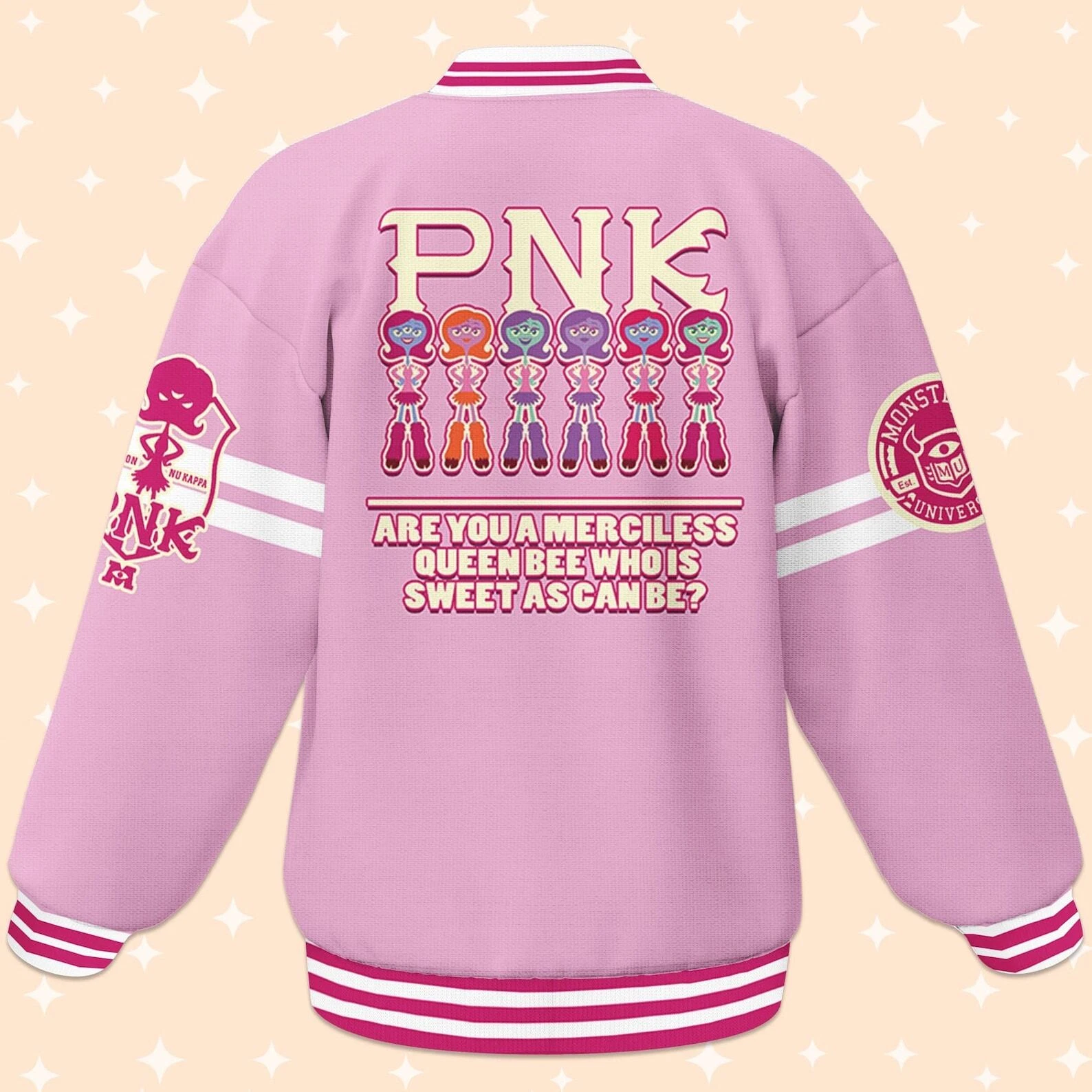 Custom Monster University PNK Uniform Varsity Jacket Baseball Outfit Personalize