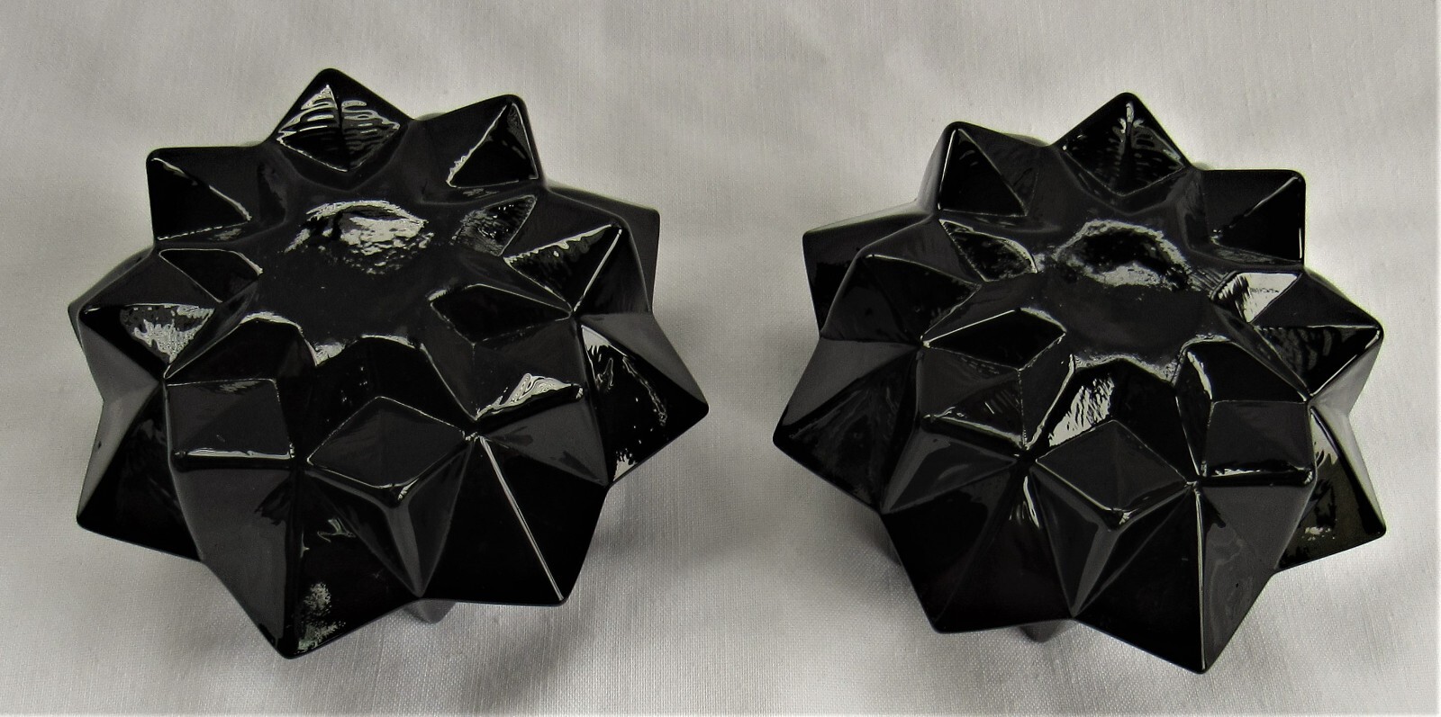 black glass star faceted candle holder 2-inch candle diameter