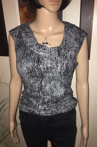 Vivienne Westwood Anglomania ~ Black & Metallic Silver Stretch Top IT44 UK12 - Picture 11 of 12