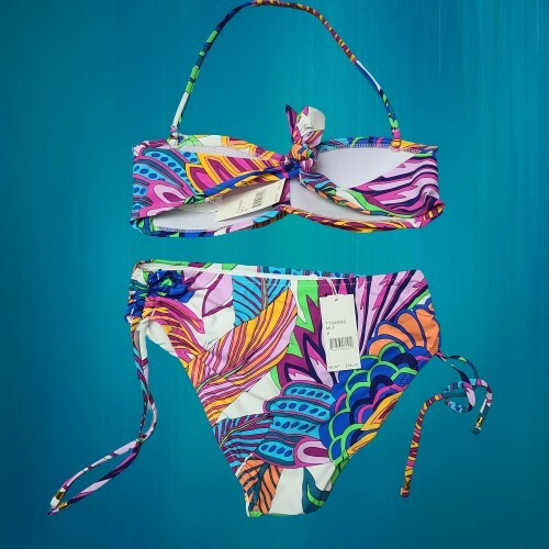 Neu mit Etikett Trina Turk PARADISE PLUME TWIST BANDEAU Bikini Set Größe US 6/UK 38 170 $ - Bild 6 von 8