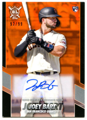 2021 Topps Big League Joey Bart Opening Act Orange Rookie Auto 92/99 Giants