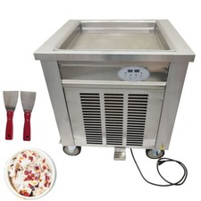 19.69in Square Pot Ice Cream Maker Fried Ice Cream Machine Yogurt Fruits 1500W