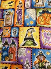 Cherokee Women's Halloween Scrub Top Witches Bats Pumpkins