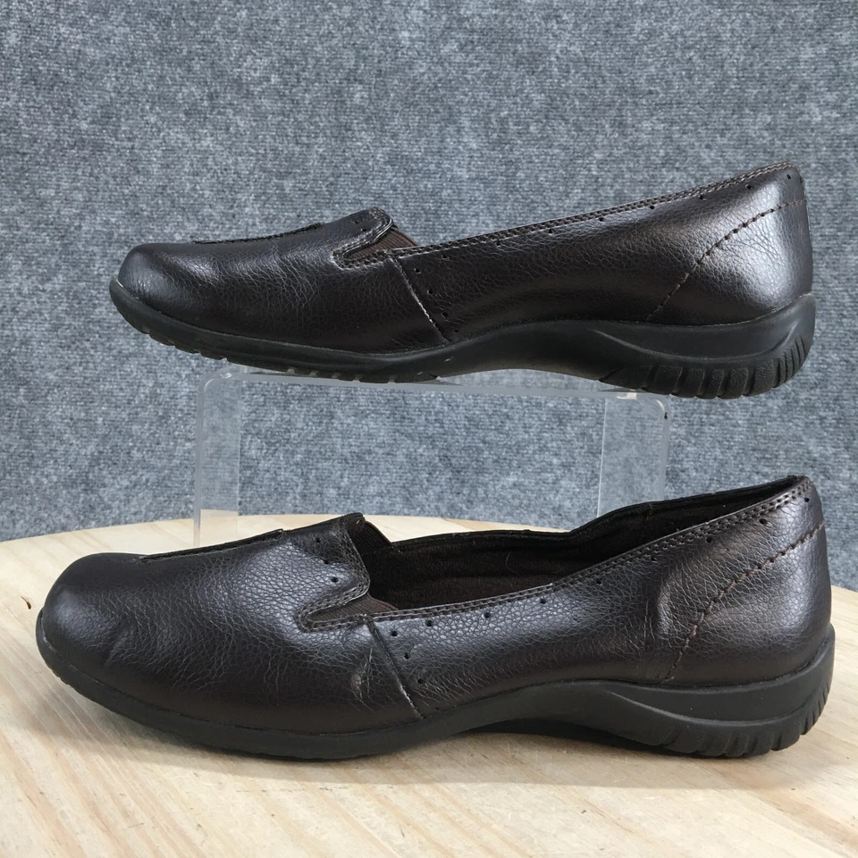 Zapatos Easy Street para mujer 9,5 M informales sin cordones mocasines planos marrón imitación cuero Foto 2 de 4
