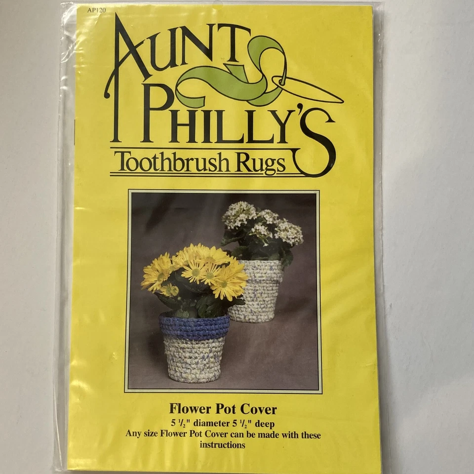 Aunt Philly's FLOWER POT COVER toothbrush rag rug pattern AP120