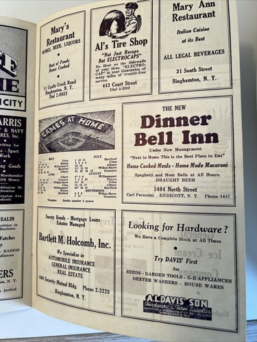 1946 BINGAMTON TRIPLETS VS ALBANY SENATORS MINOR LEAGUE BASEBALL Program - Picture 6 of 10