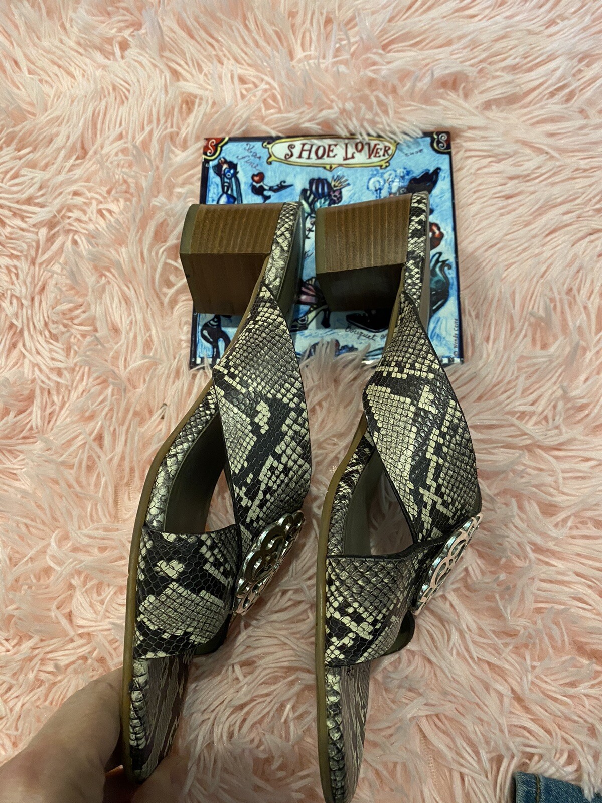 Brighton Alison Python Silver Metallic Block Heel… - image 3