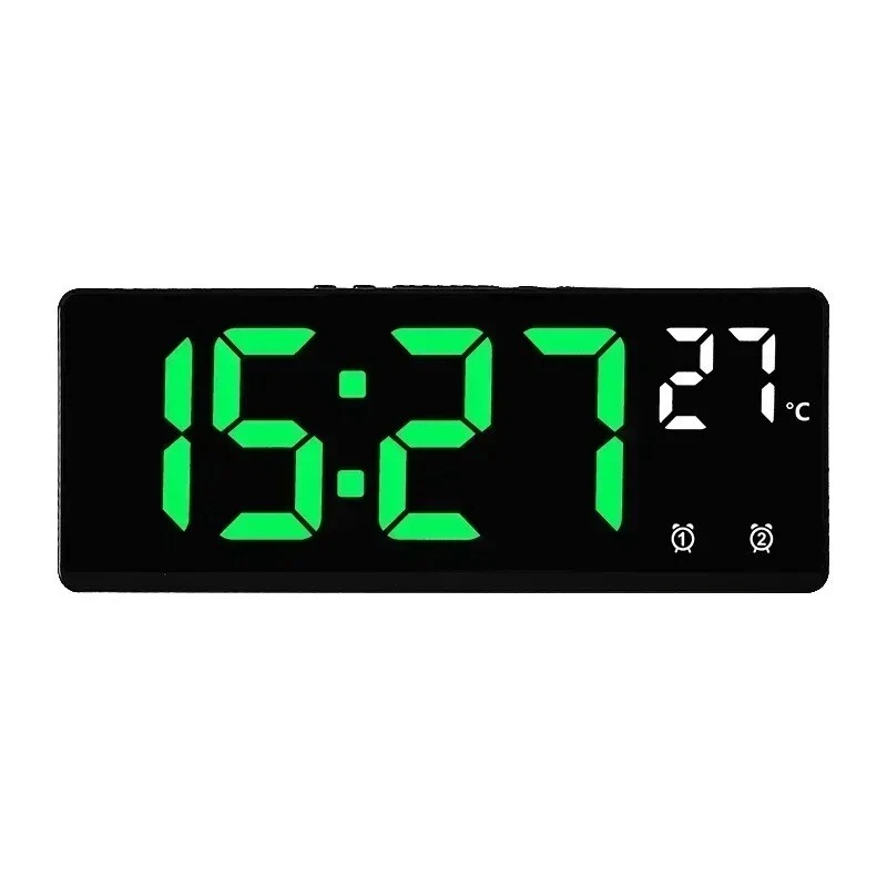 Clock Alarm Large Digital LED Voice Control Temperature Dual Alarm Snooze 12/24 - Image 3 of 4