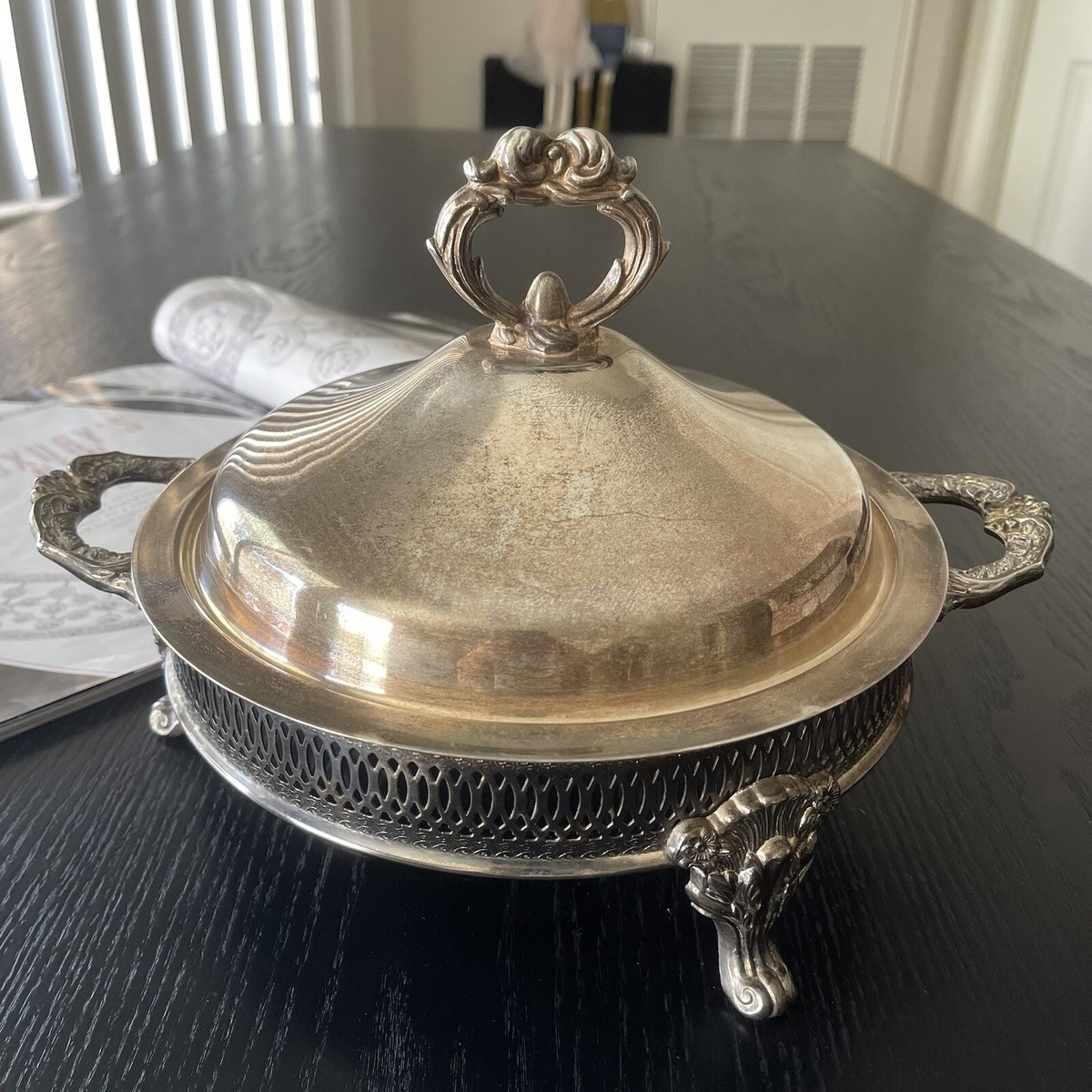 ヴィンテージ シルバープレート トレイ / ディッシュ Vintage 9” Silver Plate Tray + Lid Food Server Kitchen | eBay
