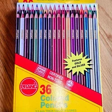 NEW Vintage Prang Dixon Artists Quality 36 Pre Sharpened Colored Pencils Set