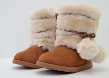 Makalu California Girls Winter Fur Boots - Toddler Size 7, Tan Brown, White, Zip