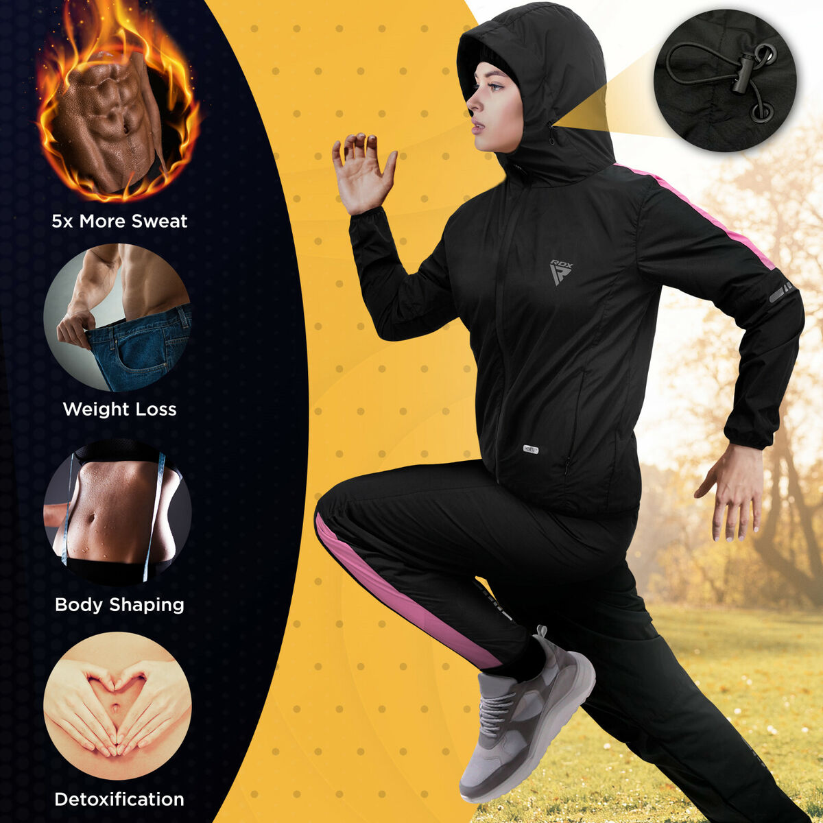 Sauna Sweat Suit by RDX, Weight Set, Body Fitness, Sauna Suit Weight Loss Men Sauna Sweat Suit by RDX, Weight Set, Body Fitness, Sauna Suit Weight Loss Men