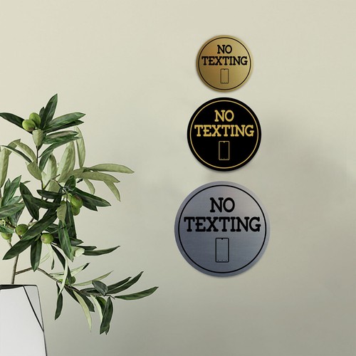Signs ByLITA Circle No texting (Cellphone) Wall or Door Sign - Picture 3 of 48