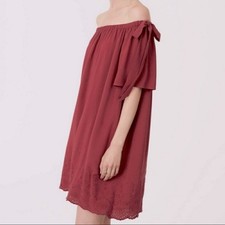 LOFT Off the Shoulder Dress Embroidered Viscose Womens Small Feminine Romantic