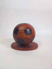3D Hand Carved Wood Wooden Soccer Ball Puzzle 5" Tall C1