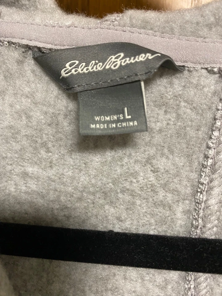 Chaqueta con Capucha Eddie Bauer Mujer Radiador Polar Cremallera Completa - GRANDE - GRIS - NUEVA CON ETIQUETAS Foto 3 de 4